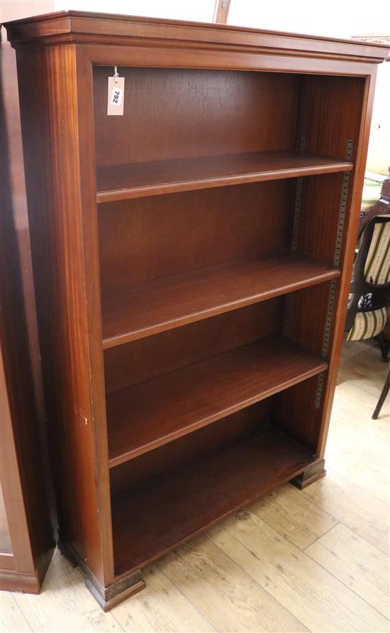 A modern mahogany open bookcase W.96cm